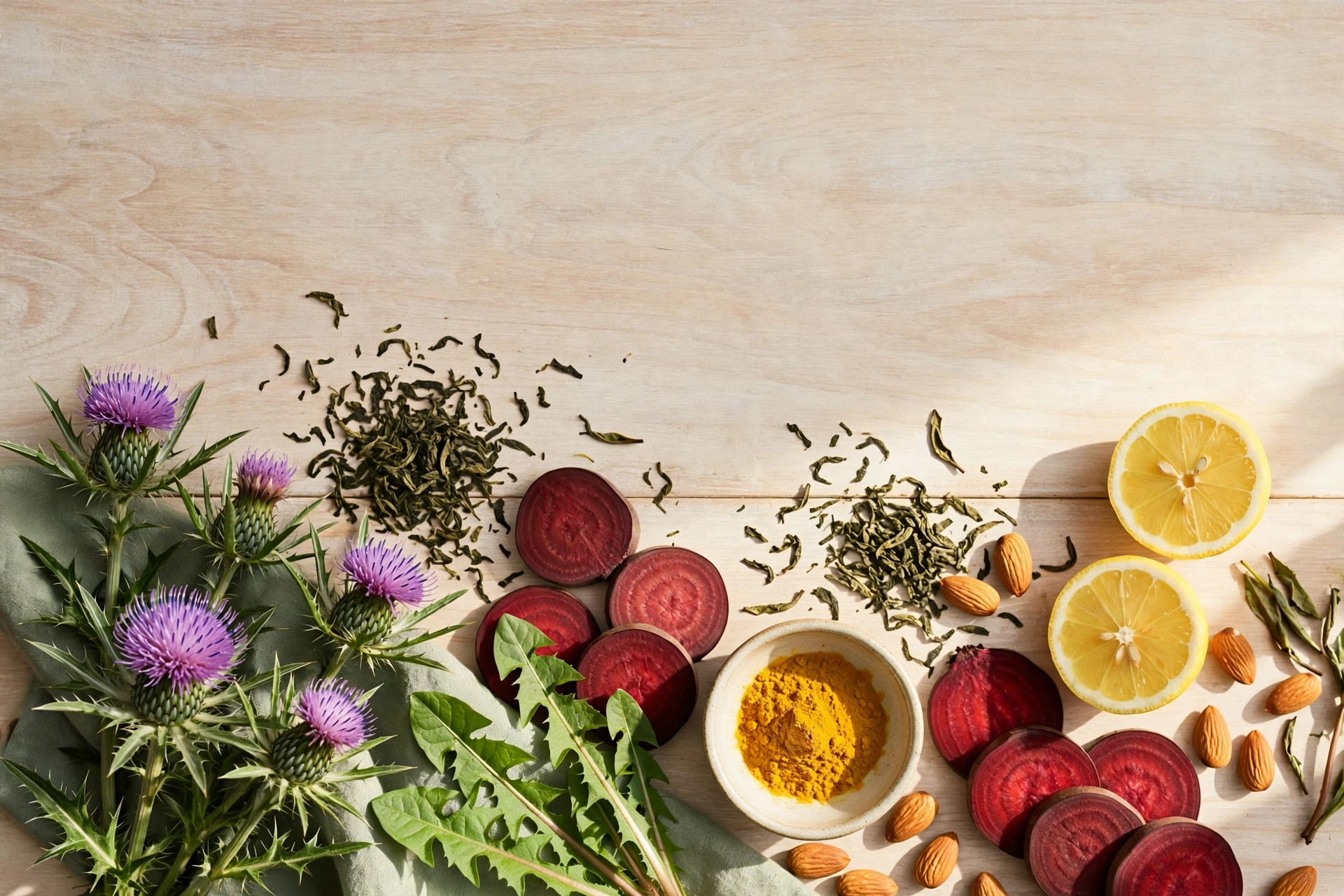 Flat-lay of fresh whole-food ingredients